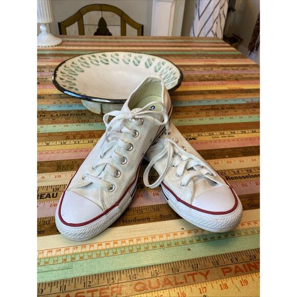 Converse All Star Sneaker Unisex Sz M6.5/W8.5 White Canvas Low Top Lace Up Shoe - Picture 1 of 13